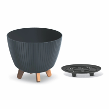 Prosperplast Lamia Bloempot   Ø 28,8 cm   Antraciet   Geribbeld op poten