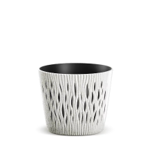 Prosperplast Sandy Round Eco Wood Bloempot   ECO Wit   Ø 13 cm   Met echt hout