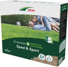 DCM graszaad 2,2kg tot 110m²   2 in 1 Speel & Sport Plus incl. Organische startvoeding   ijzersterk gazon