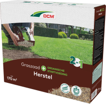 DCM graszaad 2,55kg tot 170m²   2 in 1 Herstel Plus incl. Organische startvoeding   kale plekken herstellen