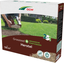 DCM graszaad 1,95kg tot 130m²   2 in 1 Herstel Plus incl. Organische startvoeding   kale plekken herstellen