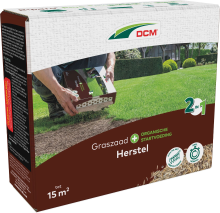 DCM graszaad 225g tot 15m²   2 in 1 Herstel Plus incl. Organische startvoeding   kale plekken herstellen