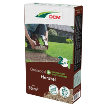 DCM graszaad 525g tot 35m²   2 in 1 Herstel Plus incl. Organische startvoeding   kale plekken herstellen