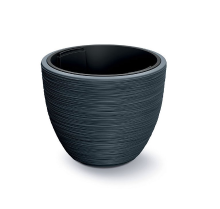 Prosperplast Furu Stripes Bloempot   Antraciet   Ø 57 cm   Met binnenpot