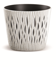 Prosperplast Sandy Round Eco Wood Bloempot   ECO Wit   Ø 19 cm   Met echt hout