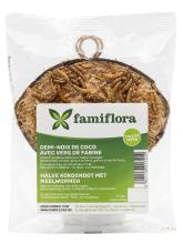 Famiflora Halve Kokosnoot Gevuld   Wilde Vogels   Met Meelwormen   +/  200g