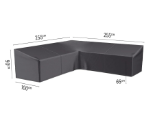 Platinum AeroCover Loungebankhoes L vorm   255x255x100xH65/90 cm   Grijs