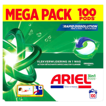 Ariel Original 3 in 1 Wasmiddelpods   100 stuks   Vlekverwijdering   Koud en warm wassen