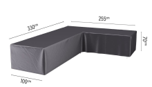 Platinum Aerocover loungesethoes rechts   Ademende hoes voor loungeset met een 90° hoek (L vorm, links) 330 x 255 x 100 x H70cm