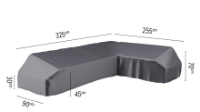 Platinum Aerocover platform loungesethoes rechts   Ademende hoes voor loungeset met platform rechts 325 x 255 x 90 x H30/45/70cm