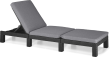 Allibert ligbed Daytona antraciet/grafiet   Wickerdesign   Ligbed en kussen   195 x 65 x 22 cm