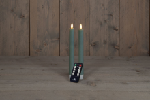 Anna's Collection   Led dinerkaars   jade groen   H 23cm   set van 2 stuks   met afstandsbediening