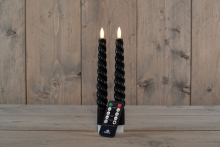 Anna's Collection   Led gedraaide dinerkaars   zwart   H 23cm   set van 2 stuks   met afstandsbediening