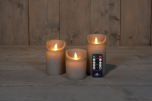 Anna's Collection   Ledkaarsen taupe   set van 3 stuks   diverse groottes   met afstandsbediening