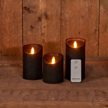 Anna's Collection   Ledkaarsen zwart   set van 3 stuks   diverse groottes   met afstandsbediening