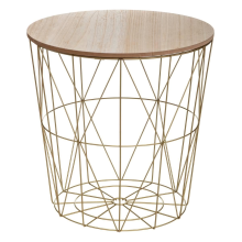 Atmosphera gouden bijzettafel 'Kumi' met metalen poten   Diameter 39,5 x H41 cm