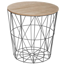 Atmosphera zwarte bijzettafel 'Kumi' met metalen poten   Diameter 39,5 x H41 cm