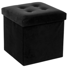 Atmosphera opvouwbare poef / opbergbox   Zwart   38 x 38 x 38 cm   Ook geschikt als voetenbankje