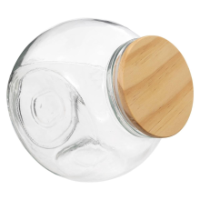 Secret de Gourmet glazen snoeppot met houten deksel   2 liter   Voorraadpot