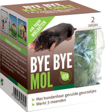 BSI Bye Bye Mol mollenverjager geurzakjes   Met hondenhaar gevulde geurzakjes   Mollenbestrijding   2 geurzakes