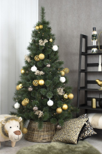 Blokker.Nl Cleveland Frosted Pine kunstkerstboom   210 cm   groen   frosted   Diameter 115 cm   792 tips   metalen voet