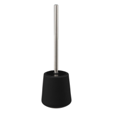 5Five Toiletborstel met Houder   Zwart Zandsteen   Metalen Deksel   Ø12 x H39 cm