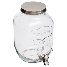 Secret de Gourmet glazen drank dispenser 4L   Kunststof kraan en schroefdeksel   Waterdispenser