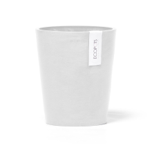 Ecopots Morinda Orchid 17    Pure White   Diameter 17,1 x H19,5 cm   Ronde witte bloempot met waterreservoir