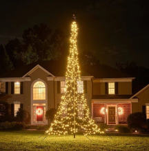 Fairybell vlaggenmast kerstboom   800 cm   1500 warm witte ledlampjes   inclusief vlaggenmast