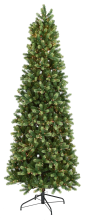 A Perfect Christmas Georgia kunstkerstboom smal   228 cm   groen   Ø 107 cm   1.440 Tips   2.000 Rode & witte ledlampjes   metalen voet