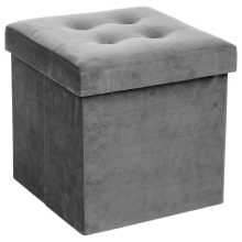 Atmosphera opvouwbare poef / opbergbox   Grijs   38 x 38 x 38 cm   Ook geschikt als voetenbankje