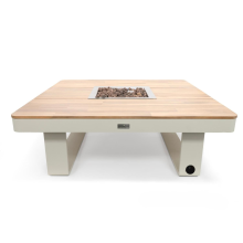 Happy Cocooning Horizon 95 Vuurtafel   95x95x24 cm   Oyster Beige   Acaciahout