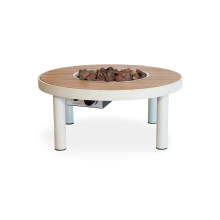 Happy Cocooning Riviera 80 Vuurtafel   80x80cm   Oyster Beige   Acaciahout & Aluminium