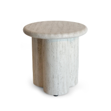 Happy Cocooning Bijzettafel Rib   45x45 cm   Travertijn Composiet   Geribbeld