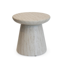 Happy Cocooning Bijzettafel Rond   45x45 cm   Travertijn Composiet   Taps Toelopend