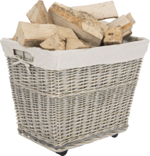 Practo Home houtblokkenmand met wieltjes   40x52x37cm