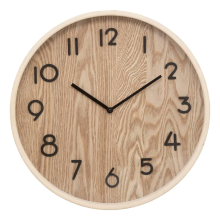 Atmosphera Ivana Wandklok – Licht bruin hout – diameter 38 cm – Bruin – Keuken/Kamer/Kantoor