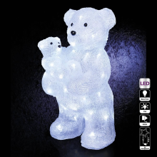 Fééric Lights and Christmas   verlichte ijsbeer met baby   L25 x B24 x H44 cm   56 koud witte ledlampjes