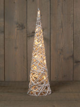 Anna's Collection   Verlichte jute kegelvormige boom met glitter   H60 cm   15 warm witte ledlampjes
