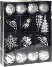 Christmas Decoration set van 20 plastic kerstornamenten   zilver
