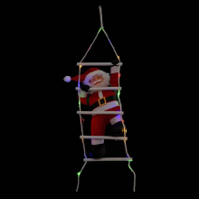 Fééric Lights and Christmas Feeric Christmas Kerstman op Ladder   60 cm   LED verlichting en muziek   8 lichtfuncties   binnen en buiten