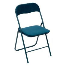 5Five Atmosphera Klapstoel Fluweel   Blauw   39x39x79 cm   Opvouwbaar