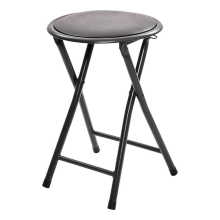 5Five Zwarte opvouwbare PVC kruk   H45 x Ø30cm