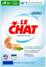 Le Chat Sensitive waspoeder   Marseille en Aloe Vera   2.28 KG voor 38 wasbeurten