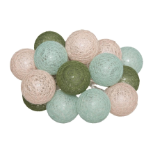 Atmosphera lichtslinger met 16 bollen diameter 3,5 cm   Groen / Blauw / Roze met warm wit led licht   215 cm   Op batterijen