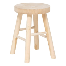 Atmosphera Woody Bijzetkrukje – Pauwlowna hout – diameter 28xH41 cm – Lichtbruin