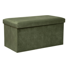 Atmosphera Lilou Poef 76x38x38 cm – Opvouwbaar – Fluweel Dennengroen – 120L opbergruimte