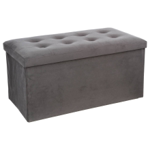 Atmosphera opvouwbare poef Lysandre   76 x 38 x 38 cm   Fluweel grijs   Bank met opbergruimte   Tot 170 KG draagcapaciteit