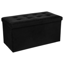 Atmosphera opvouwbare poef Lysandre   76 x 38 x 38 cm   Fluweel zwart   Bank met opbergruimte   Tot 170 KG draagcapaciteit