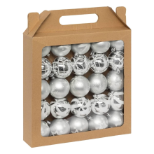Atmosphera Feeric Christmas Kerstballen – 25 stuks – 6 cm – Zilver/Wit – Kunststof – Mix van glans en glitter